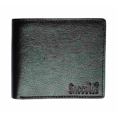 Sacculus Genuine Leather Slim Wallets for Men Black pack of 1 Wallet in Yellow Box E0001