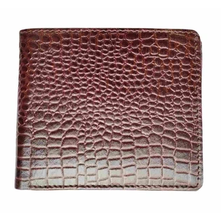 Crocodile Skin Design Men's Leather Bifold Wallet Black Box Pack of 1 E0002