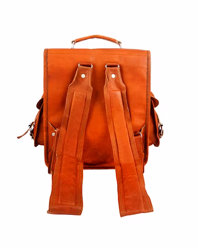 Leather 12&quot; Back[ack 3 Pockets-3