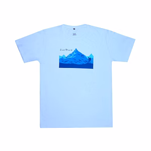 Blue Mountain White Cotton Men T-Shirt