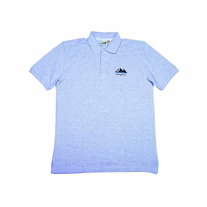 White Melange Polo Men T-Shirt