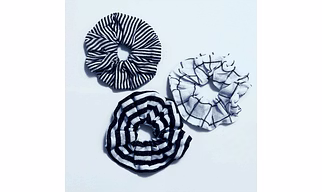 Set Of 3 Cotton Scrunchies- Black & White