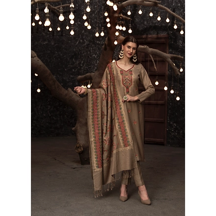 Salwar Suits #AF6211-Light Brown-CASMIR079
