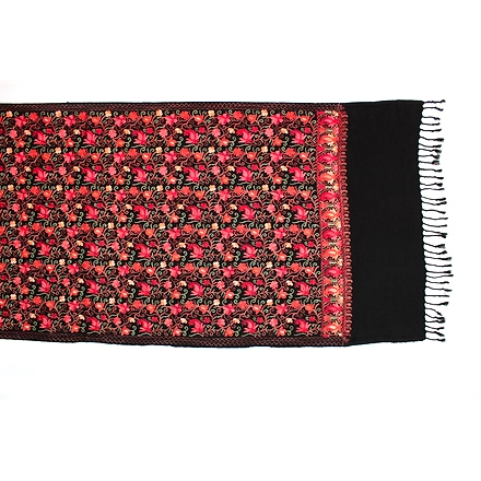 CASMIR Women Black &amp; Green Embroidered Stole-BLACK-3