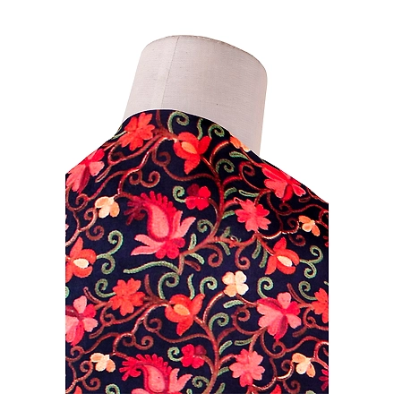 CASMIR Women NAVY &amp; RED ,Green Embroidered Stole-NAVY-1
