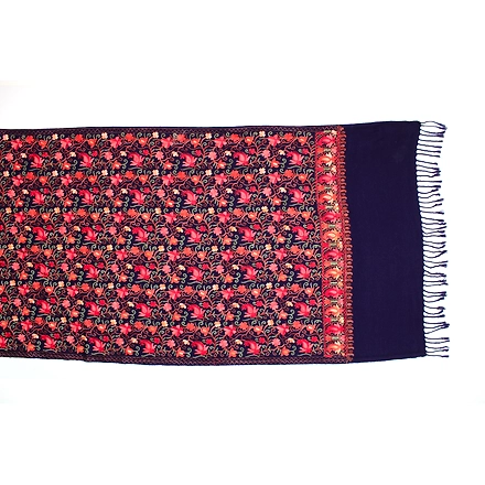 CASMIR Women NAVY &amp; RED ,Green Embroidered Stole-NAVY-3