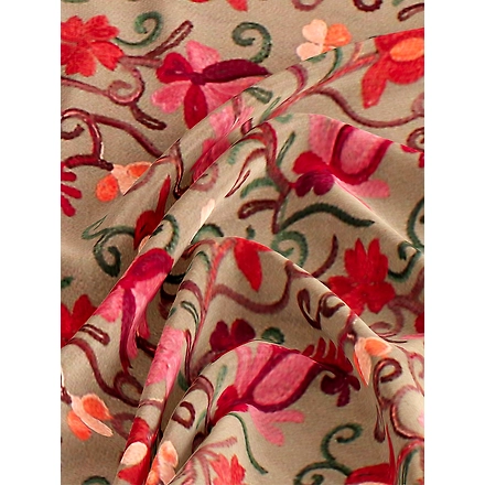 CASMIR Women BEIGE &amp; RED, Green Embroidered Stole-BEIGE-5