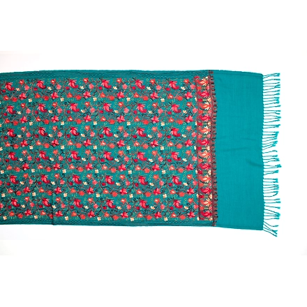 CASMIR Women FIROZI &amp; RED,Green Embroidered Stole-SEA GREEN-4