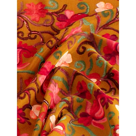 CASMIR Women MUSTARD &amp; RED,  Green Embroidered Stole-MUSTARD-3
