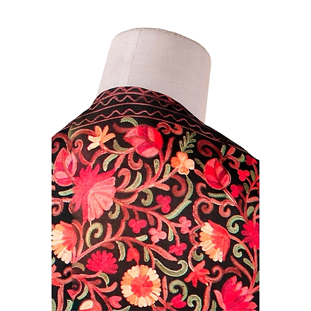 CASMIR  Women Black &amp; Green Embroidered STOLE (S902)-BLACK-1