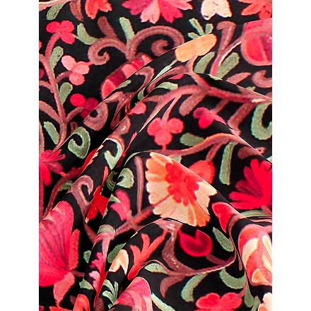 CASMIR  Women Black &amp; Green Embroidered STOLE (S902)-BLACK-2