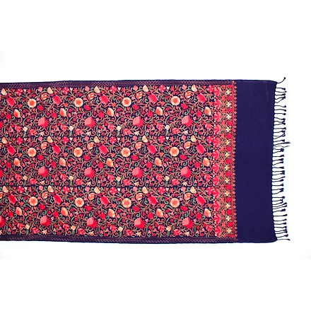 CASMIR Women NAVY &amp; RED ,Green Embroidered STOLE (S902)-NAVY-4