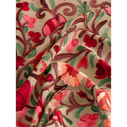 CASMIR Women BEIGE &amp; RED, Green Embroidered STOLE (S902)-BEIGE-2