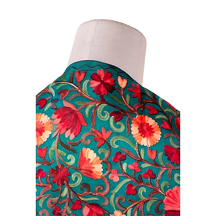 CASMIR Women FIROZI &amp; RED,Green Embroidered STOLE (S902)-SEA GREEN-1