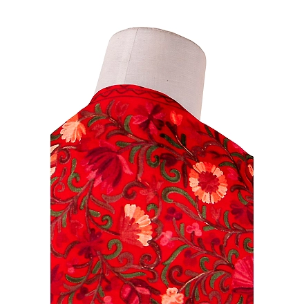 CASMIR Women RED &amp; RED, Green Embroidered STOLE (S902)-RED-1