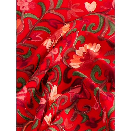 CASMIR Women RED &amp; RED, Green Embroidered STOLE (S902)-RED-2