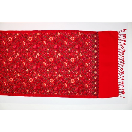 CASMIR Women RED &amp; RED, Green Embroidered STOLE (S902)-RED-4