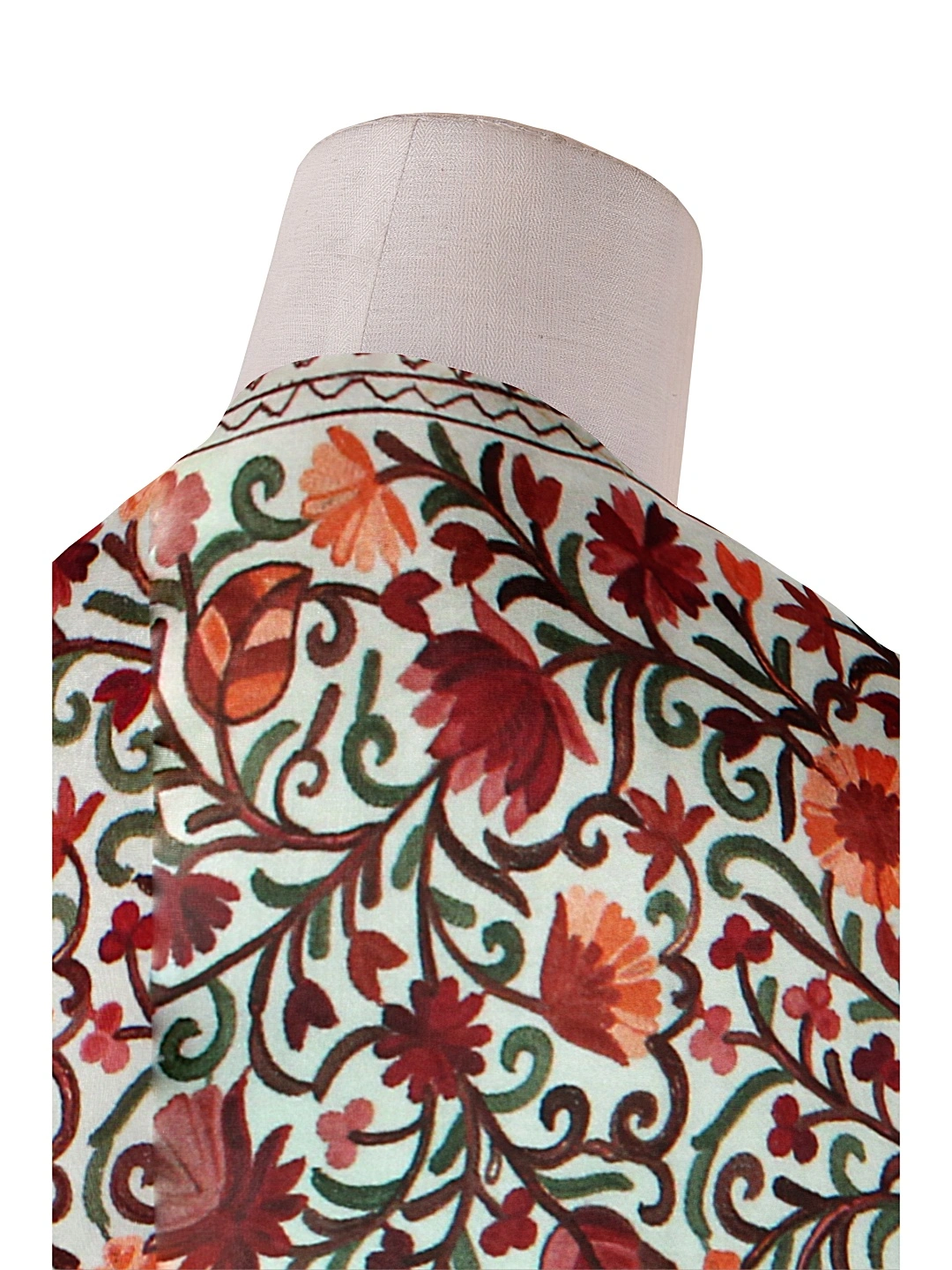 CASMIR Women CREAM &amp; RED, Green Embroidered STOLE (S902)-CREAM-1