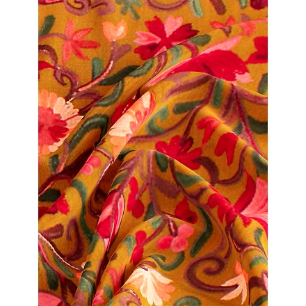 CASMIR Women MUSTARD &amp; RED,  Green Embroidered STOLE (S902)-MUSTARD-2