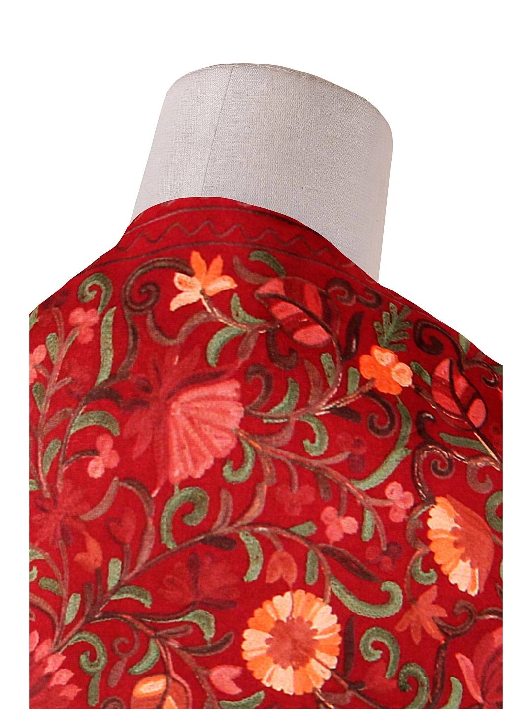 CASMIR Women MAROON &amp; RED,  Green Embroidered STOLE (S902)-MAROON-1