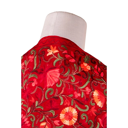 CASMIR Women MAROON &amp; RED,  Green Embroidered STOLE (S902)-MAROON-1