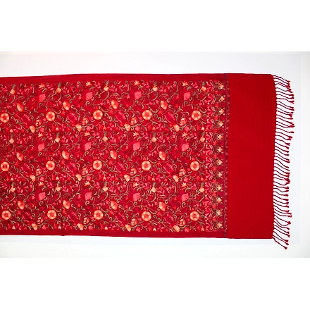 CASMIR Women MAROON &amp; RED,  Green Embroidered STOLE (S902)-MAROON-4