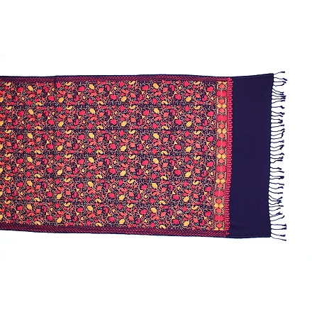 CASMIR Women NAVY &amp; RED ,Green Embroidered STOLE (S903)-NAVY-3