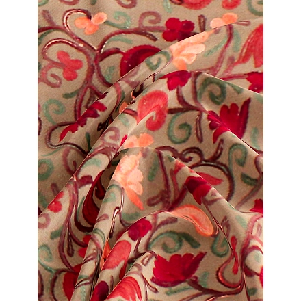 CASMIR Women BEIGE &amp; RED, Green Embroidered STOLE (S903)-BEIGE-2