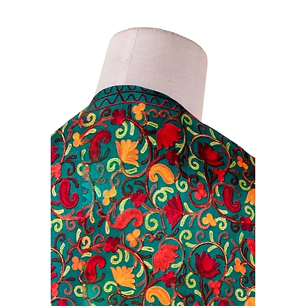 CASMIR Women FIROZI &amp; RED,Green Embroidered STOLE (S903)-SEA GREEN-2
