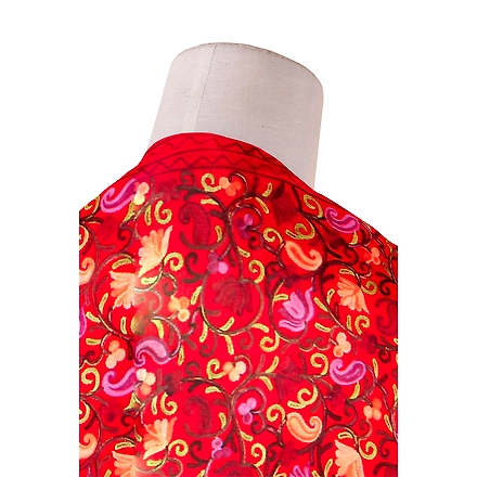 CASMIR Women RED &amp; RED, Green Embroidered STOLE (S903)-RED-1