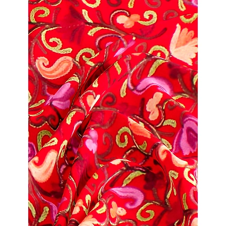 CASMIR Women RED &amp; RED, Green Embroidered STOLE (S903)-RED-2