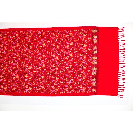 CASMIR Women RED &amp; RED, Green Embroidered STOLE (S903)-RED-4