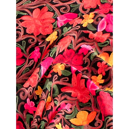 CASMIR  Women Black &amp; Green Embroidered STOLE (S904)-BLACK-2