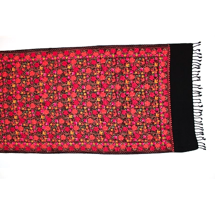 CASMIR  Women Black &amp; Green Embroidered STOLE (S904)-BLACK-3