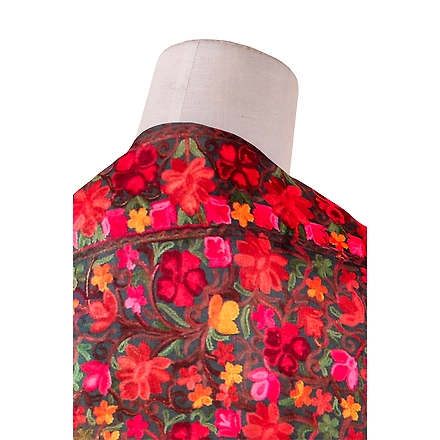 CASMIR Women GREY &amp; RED ,Green Embroidered STOLE (S904)-GREY-1