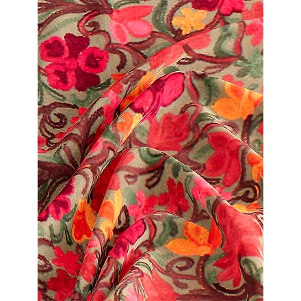 CASMIR Women BEIGE &amp; RED, Green Embroidered STOLE (S904)-BEIGE-2