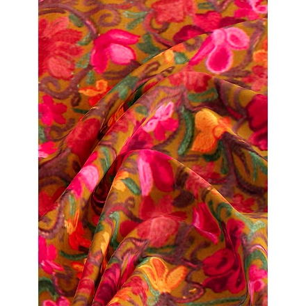CASMIR Women MUSTARD &amp; RED,  Green Embroidered STOLE (S904)-MUSTARD-2