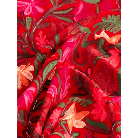 CASMIR Women RED &amp; RED, Green Embroidered Stole (S905)-RED-2