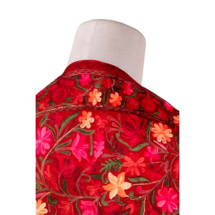 CASMIR Women MAROON &amp; RED, Green Embroidered Stole (S905)-MAROON-1