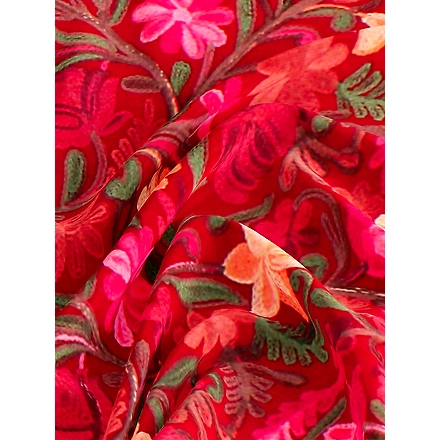 CASMIR Women MAROON &amp; RED, Green Embroidered Stole (S905)-MAROON-2