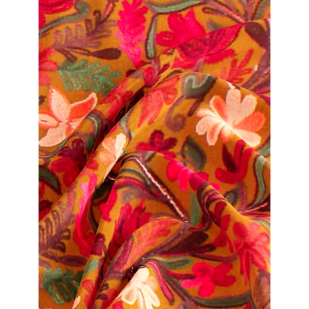 CASMIR Women MUSTARD &amp; RED,  Green Embroidered STOLE (S905)-MUSTARD-2