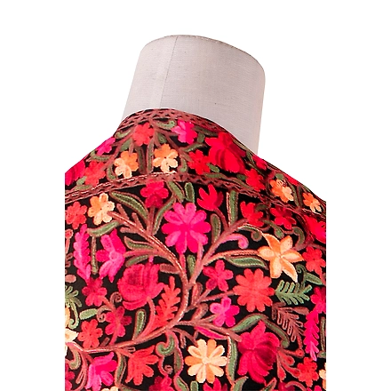CASMIR  Women Black &amp; Green Embroidered STOLE (S905)-BLACK-1
