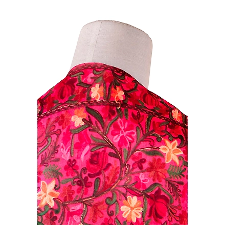 CASMIR Women PINK &amp; RED, Green Embroidered STOLE (S905)-PINK-1