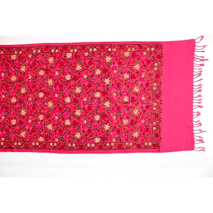 CASMIR Women PINK &amp; RED, Green Embroidered STOLE (S905)-PINK-5