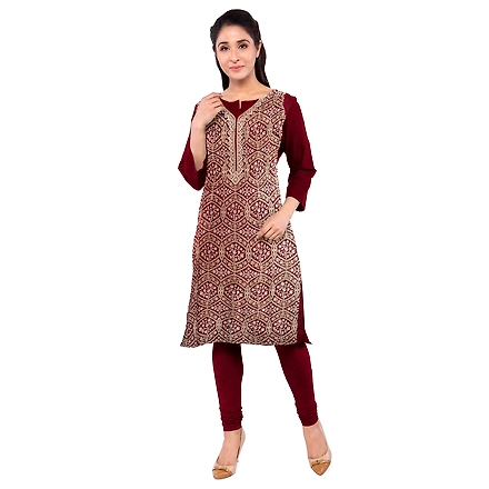 CASMIR WOMEN MAROON ZARI EMBROIDERY PASHMINA STOLE Combine UNSTITCHED SUIT &amp; SALWAR (sara101)-MAROON-2
