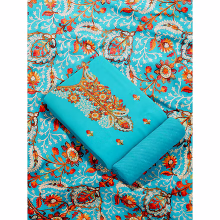 CASMIR WOMEN C.GREEN  ZARI EMBROIDERY PASHMINA STOLE Combine UNSTITCHED SUIT &amp; SALWAR (NAAZ101)-C.GREEN-4