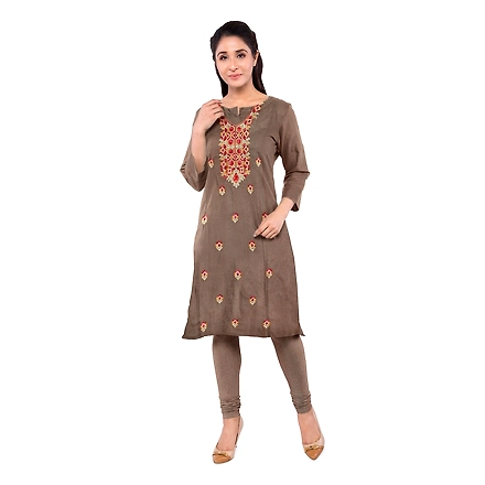 CASMIR WOMEN BEIGE ZARI EMBROIDERY PASHMINA STOLE Combine UNSTITCHED SUIT &amp; SALWAR (NAAZ103)-BEIGE-2