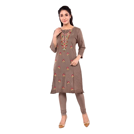 CASMIR WOMEN BEIGE ZARI EMBROIDERY PASHMINA STOLE Combine UNSTITCHED SUIT &amp; SALWAR (NAAZ106)-BEIGE-2