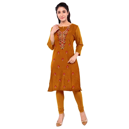 CASMIR WOMEN MUSTARD ZARI EMBROIDERY PASHMINA STOLE Combine UNSTITCHED SUIT &amp; SALWAR (NAAZ106)-MUSTARD-2