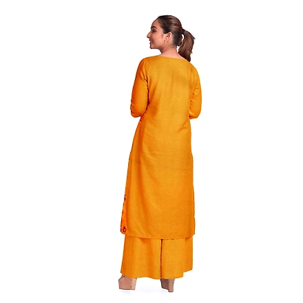 CASMIR WOMEN MUSTARD HEAVY ZARI EMBROIDERY UNSTITCHED PASHMINA SUIT COMBINE WITH SALWAR(MANNAT602)-MUSTARD-2